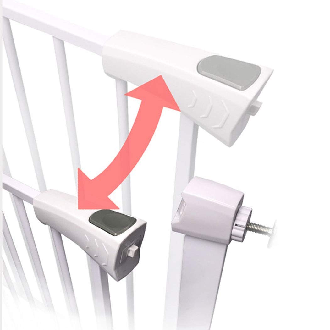 Baby Gate ochrona drzwi przed dziećmi, ochrona przed dziećmi, ochrona przed zwierzętami domowymi, do użytku wewnątrz i na zewnątrz, ochrona przed uderzeniami, podwójny zamek, samozamykający się (kolor: biały, rozmiar: 194-201 cm)