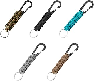 5 Paquete de Llaveros de Paracord, Mosquetón de Paracord Trenzado, Llavero Paracord Tejido A Mano, Adecuado para Mochileros, Supervivencia, Camping (5 Colores)
