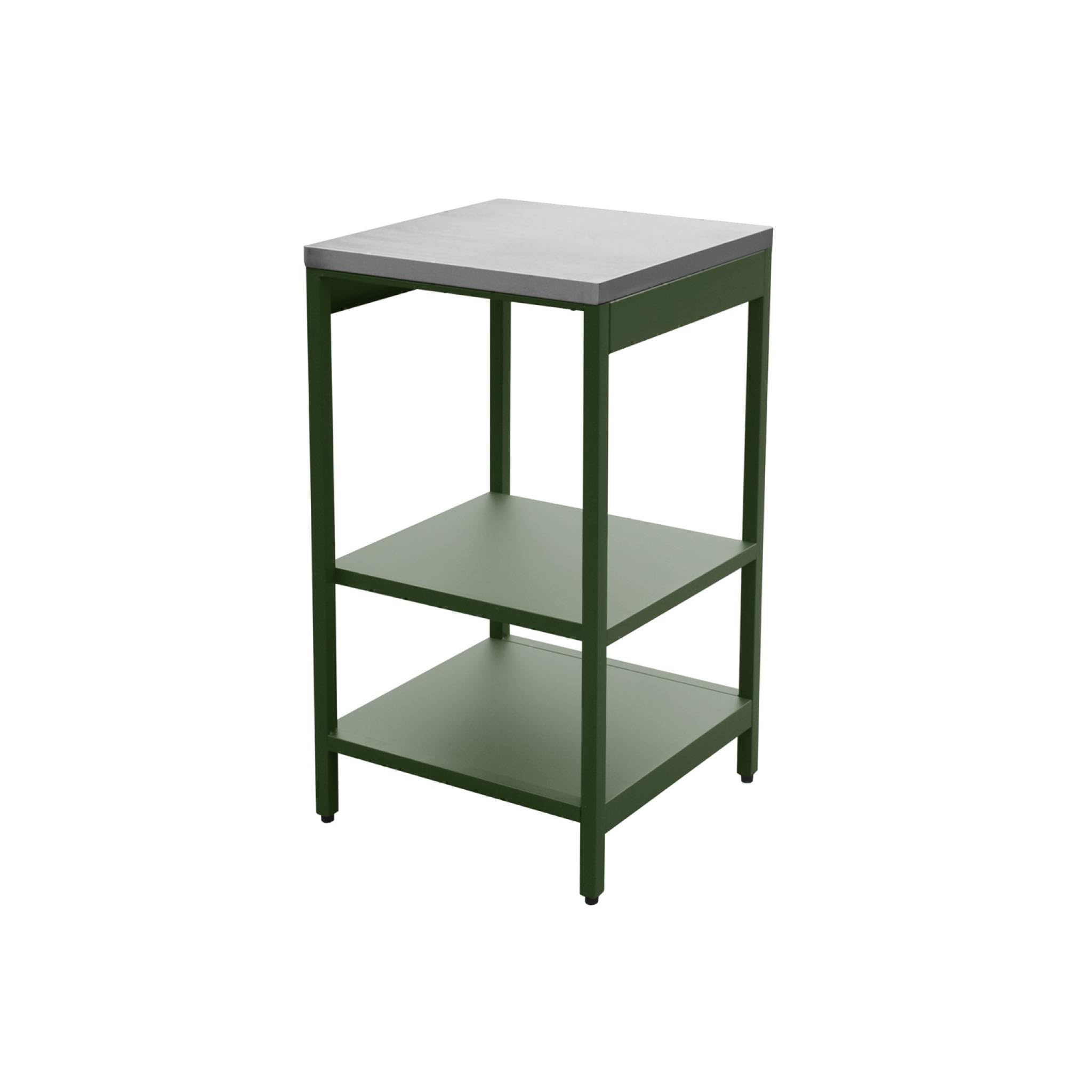 sweeek - Cuisine d'extérieure en acier vert avec 2 étagères L49cm
