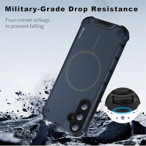Image of KARWAN Tough Shockproof Back Case Cover Compatible with Samsung A55 Dual Layer Armor Protection with Matt Finish,Edge Guard Bumper Heavy Duty Cover with Magnetic MagEase Wireless Charging (Blue)