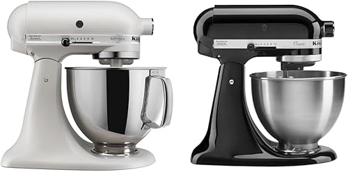 KitchenAid Artisan Series KSM150PS, Batidora de pie con cabezal inclinable de 5 cuartos de galón, serie clásica, 4.5 cuartos de galón, K45SS, negro