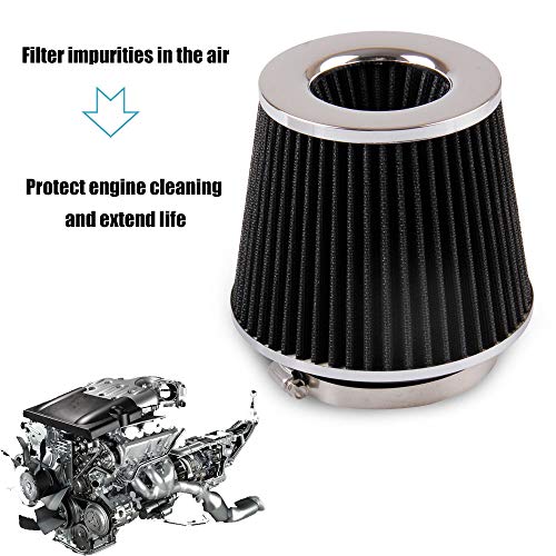 Ryanstar Universal Clamp-On Air Filter Three Different Size 76Mm 89Mm 102Mm High Flow Round Tapered Cone Closed-Top Cool Air Filter Cleaner Fit Compatible With Car And Motorcycle Black #TOP4