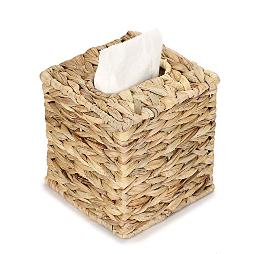 BSTKEY Housse décorative en jacinthe d'eau pour mouchoirs en papier tissé à la main (carré)