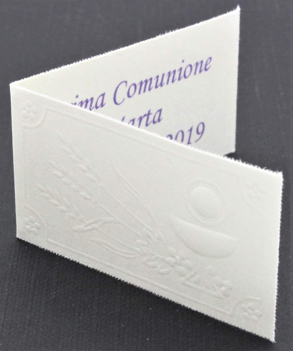 LE GEMME DI VENEZIA Bigliettini Bomboniera Prima Comunione con Calice A Rilievo Stampa Personalizzata a Colori (Pezzi 200)
