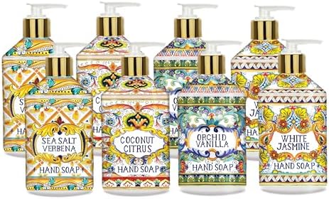 Amazon.com : Villa Flora Hand Soap Set, 8 x 21.5oz bottles - Sea Salt Verbena, Coconut Citrus, Orchid Vanilla, and White Jasmine. Home and Body Company