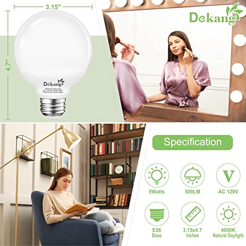 Image of 20 Pack LED Globe Light Bulbs 4000K Daylight E26 Base 60W Equivalent | 500LM, 5W, CRI 85+, Non-dimmable Standard Base LED Globe Light bulbs for Bathroom Vanity Mirror