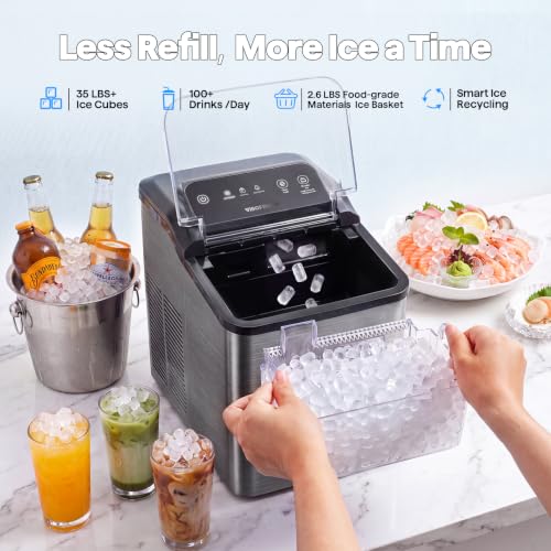 Image of Nugget Ice Maker Countertop, 35lbs /24H Sonic Pebble Ice Machine