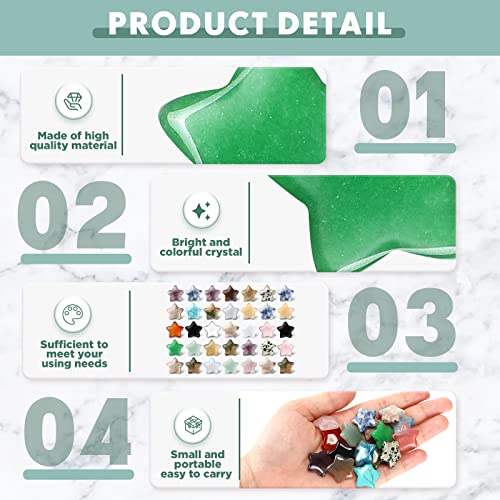 50 Pcs Worry Stones Star Shaped Crystal Stones Bulk 0.8 Inch Mini Crystal Stones Assorted Star Crystal Pocket Carved Stone Star Gemstones For Witchcraft Meditation Balancing Diy Jewelry (Lovely) #TOP2