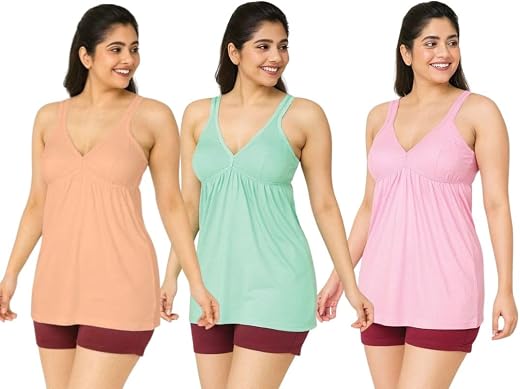 EliteEnsemble Women Cotton Camisole Innerwear Inner Slips Spaghetti Top Wear Ladies Inners Spaghettis Sleepwear/Yoga/Gym/R...