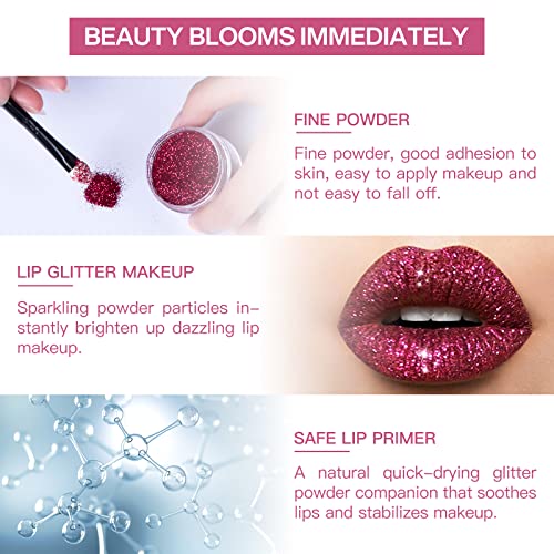 Lokfar 4 Colors Glitter Lip Kit, Shiny Diamond And Metallic Lip Glitter Makeup Lipstick Lip Gloss Glitter Lipstick, Waterproof & Long Lasting Lip Makeup Powder Set For Lips Nails Art(Set A Warm Color) #TOP4