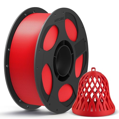Image of ANYCUBIC PLA 3D Printer Filament, 3D Printing PLA Filament 1.75mm Dimensional Accuracy + /- 0.02mm, 1KG Reusable Spool (2.2 lbs), Texture Red