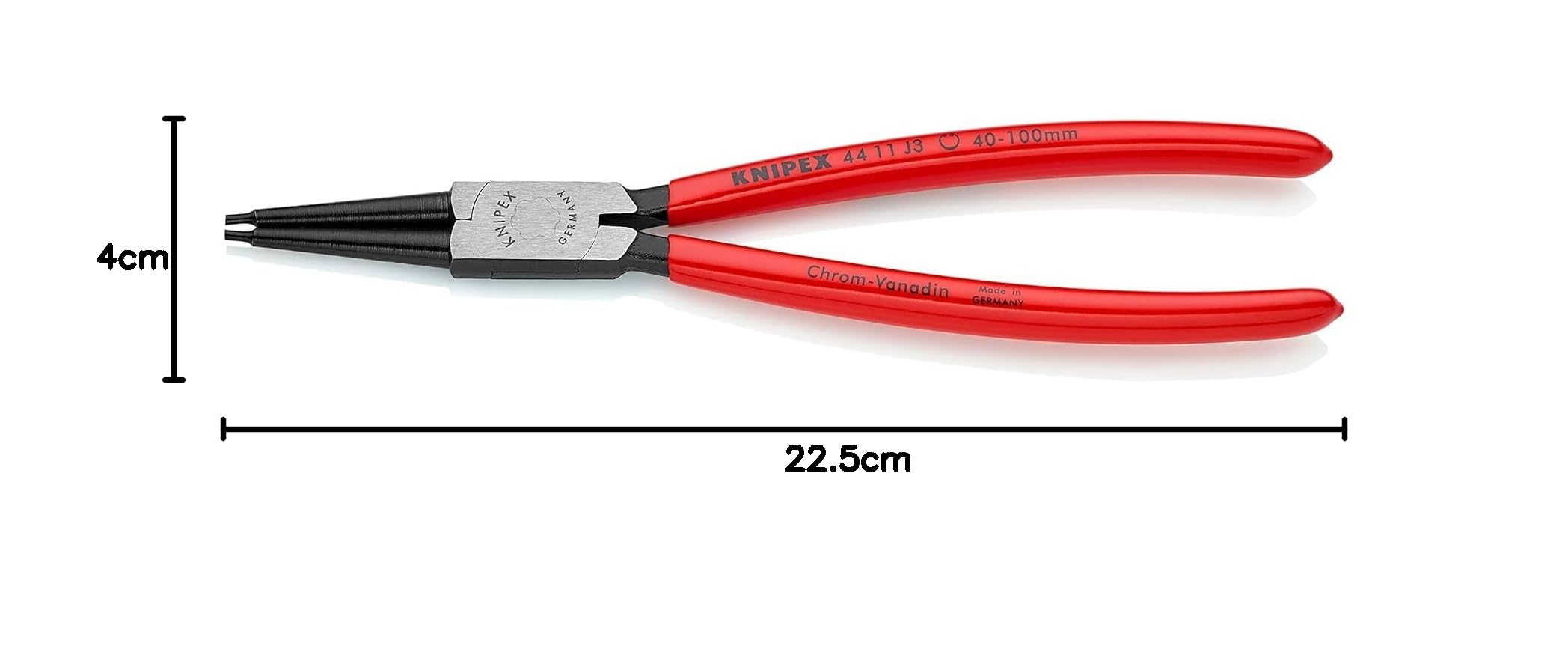 KNIPEX Pinza per anelli di sicurezza per anelli di sicurezza interni a fori rivestiti in resina sintetica 225 mm, 44 11 J3