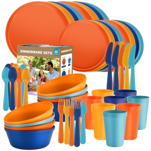 Plastic Dinnerware Set 40-Piece Fiesta-Style for 8
