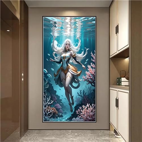 Kit broderie diamant complet premium grande toile mosaïque 5D salon Beauté sous-marine 90x200cm