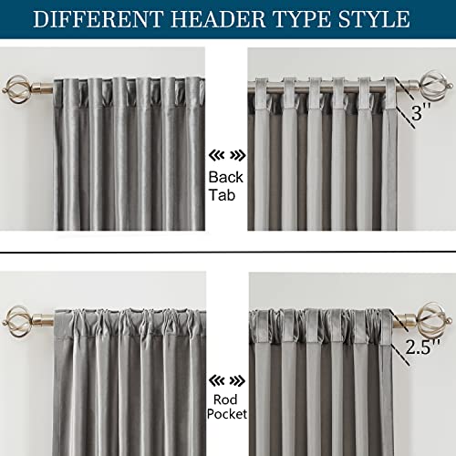 Image of PRIMROSE Light Grey Curtains 63 inch for Living Room,2 Panels Drapes Blackout Rod Pocket Back Tab Window Treatment Room Darkening Thick Decorative Curtains for Bedroom