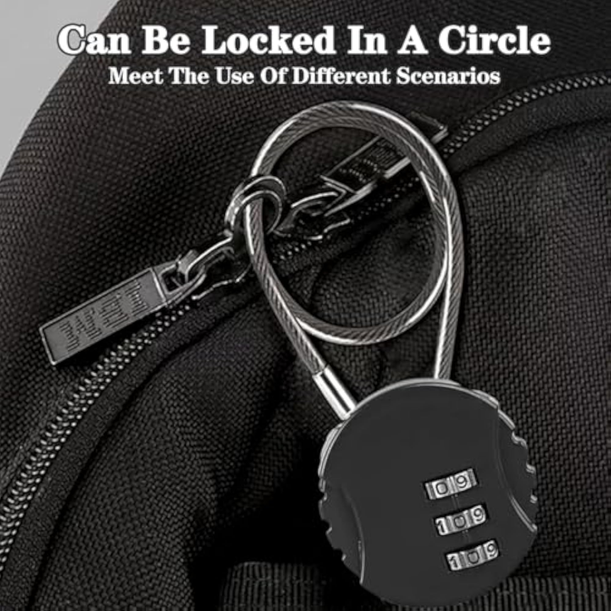 3 Digit Combination Travel Luggage Lock with Steel Cable