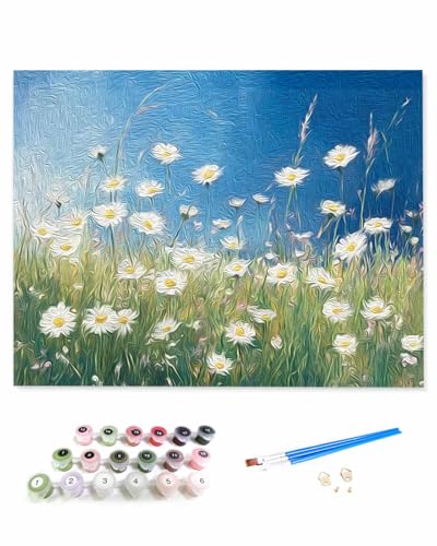 VamJump 数字油絵 手塗り 野の花 近代主義 油絵 草原 植物 DIY絵 初心者 時間をつぶす 壁飾り アートクラフト 絵画手芸キッ 絵の具をつける 塗りつぶし掛け 50x60cm