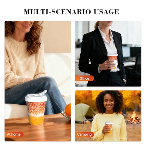 Set 2 Mugs Viaje Cerámica 13oz con Tapa Naranja Azul miniatura 6