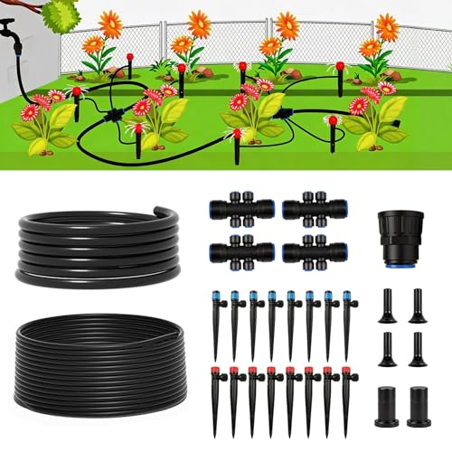 100FT Drip Irrigation System Kit, Quick Connect Garden Watering System,