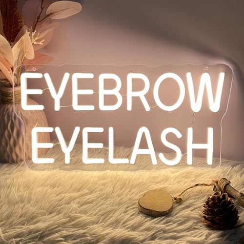 Image of Eyebrow Eyelash Neon Sign Spa Beauty Room Nail Brows Lashed Salon Studio LED Wall Art Decor For Business Stores Logo Barber Shops Led Word Indoor Custom Neon Lights 5V USB Powered Warm White 40x20.1cm