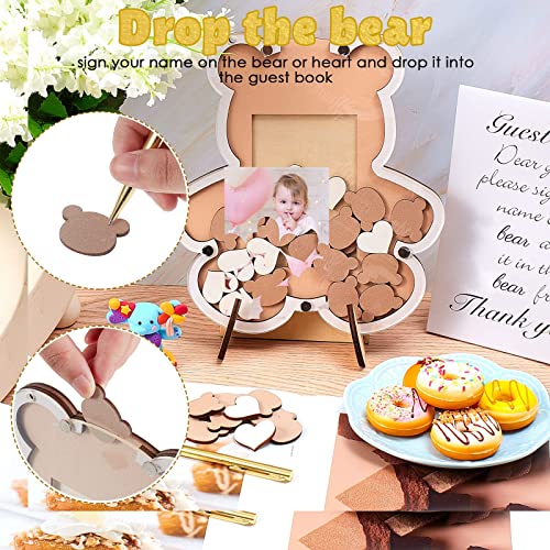 Yookeer Bear Baby Shower Guest Book Alternative Photo Frame Decorations We Can Bearly Wait Baby Shower Sign In Guest Book Girl 1St Birthday Rustic Party Bear Gender Reveal Shower (Brown,8.5X9.3 Inch) #TOP3
