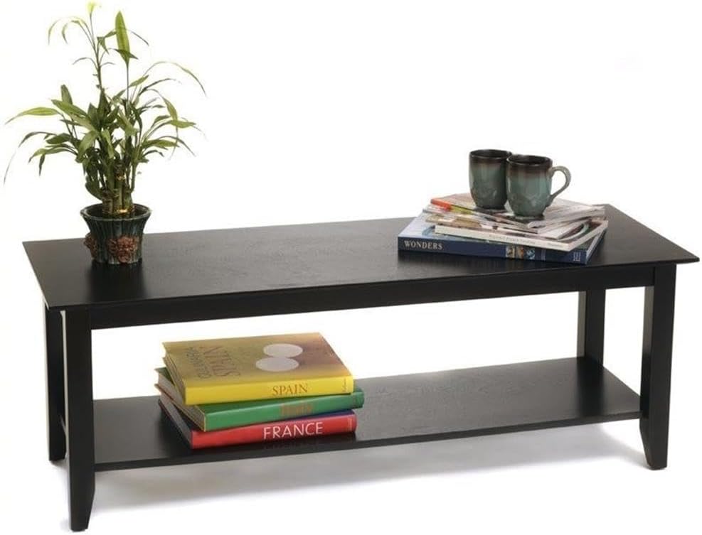Convenience Concepts American Heritage Coffee Table with Shelf, Black