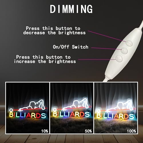 Image of Billiards Neon Sign, USB Powered LED Pool Room Decor | Pool Hall Wall Decor for Game Room, Man Cave, Bar, Party Decoration and Billiards Player Gift