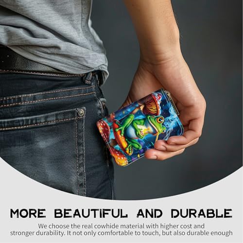 Image of Cute Credit Card Holder with Zipper, Frog Smoke RFID-Blocking Card Case Small Wallet for Women Men, Multi-slot Card Organizer Case Travel Accordion Wallet