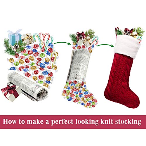 image for LimBridge Christmas Stockings, 2 Pack 18 inches Large Cable Knit Knitt
