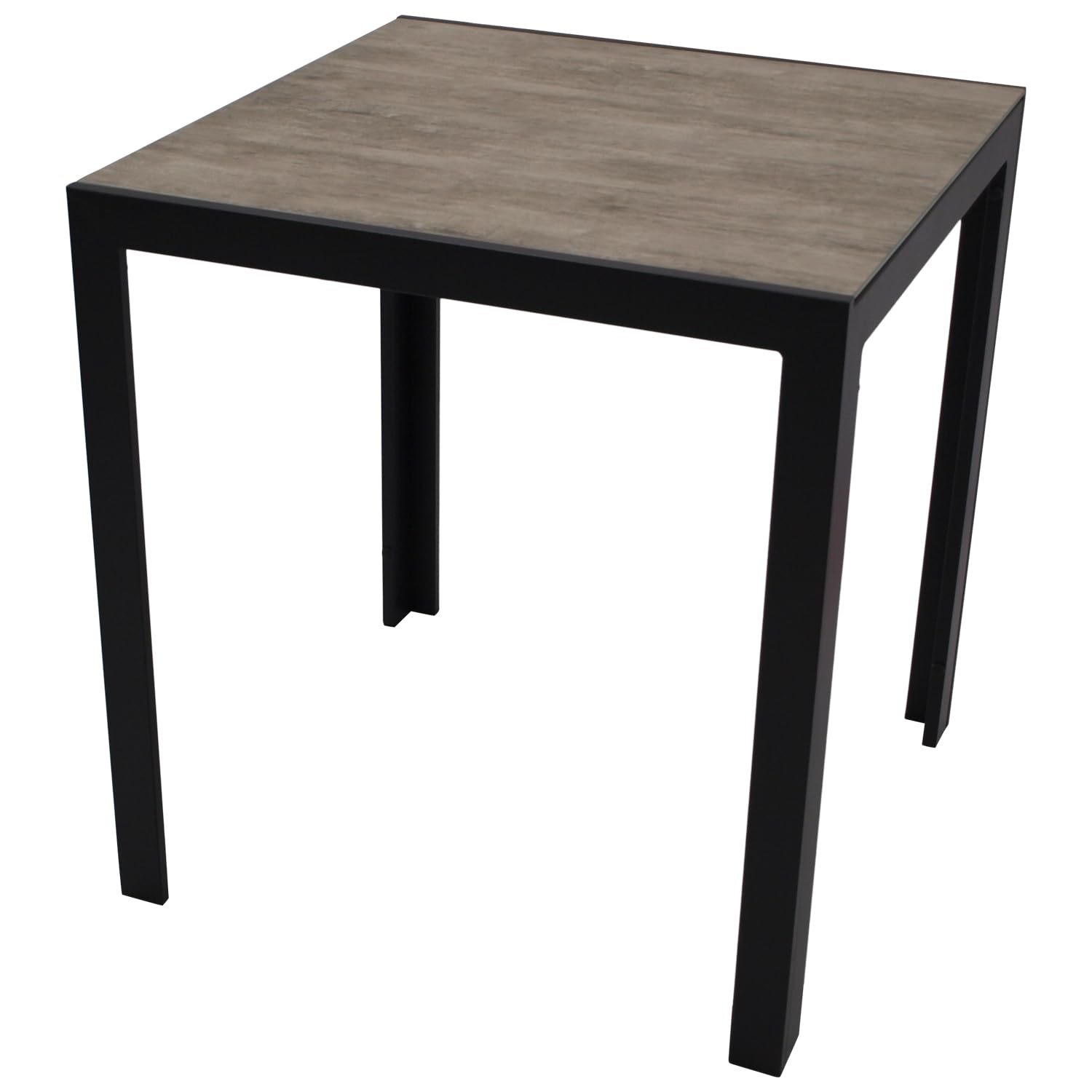 DEGAMO Bistrotisch Gartentisch Roma 70x70cm, Aluminium anthrazit + Glas Keramikoptik naturfarben, Outdoor