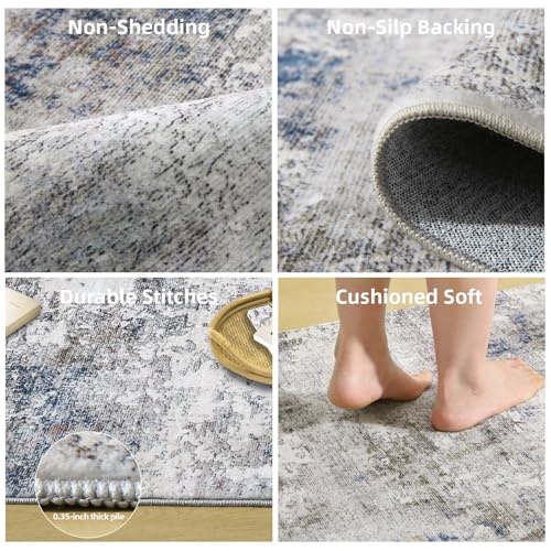 Machine Washable Kitchen Runner Rug: 2'6"x8' Stain Resistant Rug Runners Abstract Non Slip Floor Rug with Rubber Backing Non Shedding Soft Carpet Runners for Hallway Indoor Entryway Bedroom Bedside
