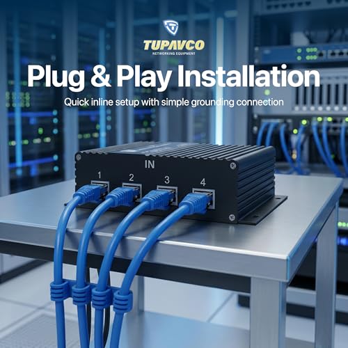Image of 4 Port Gigabit Ethernet Surge Protector - Compatible with PoE++ - Tupavco TP204