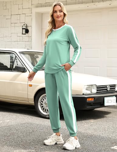 Image of Marvmys Women Long Sleeve Tracksuits Fashion 2 Piece Lounge Set Travel Outfits Jogger Set