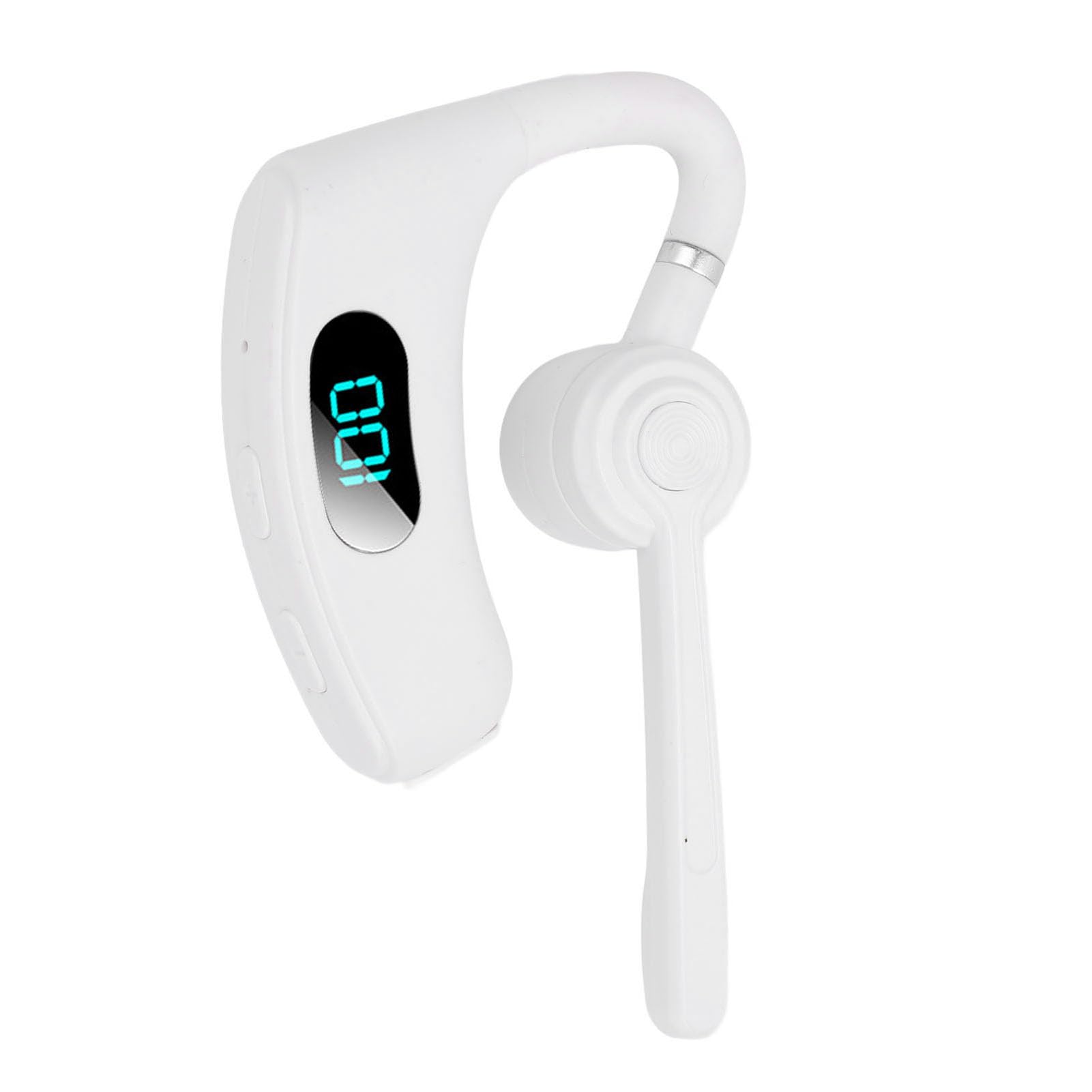 Bluetooth Earpiece, V5.2 Single Earbud Open Ear Headphones with Microphone Noise Reduction, Driving Headset Air Conduction Earphone with Earhooks, 300mAh (White)