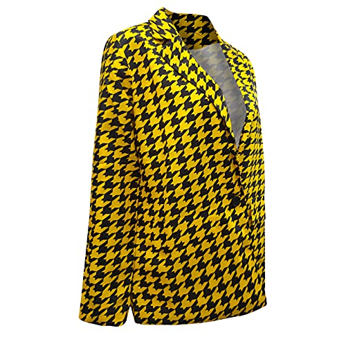 Women's Plaid Notched Lapel One Button Houndstooth Blazer Jacket Business Casual Jackets Long Sleeve Slim Fit Blazers4