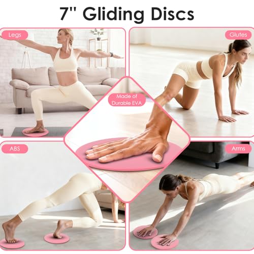 16 PCS Pink Pilates Ring and Ball Set for Women with 15" Magic Circle, Home Pilates Equipment Kit with Adjustable 1LB Ankle Wrist Weight, Resistance Band, Gliding Discs, Pilates Essentials Accessories - Image 5