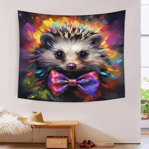 Tapisserie murale hérisson 150x130 cm en polyester doux pour décoration de chambre