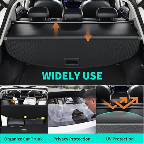 Tecoom Cargo Cover for Nissan Rogue 2014 2015 2016-2019 for X-Trail 2020 Accessories Rear Trunk Cover Rear Trunk Security Cover Shielding Shade, Black by Tecoom - Used condition - Image 5