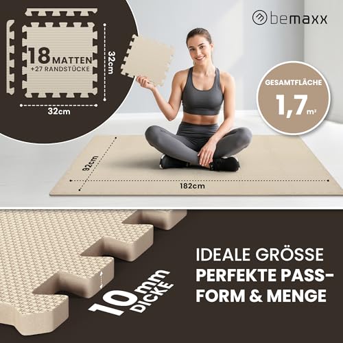 bemaxx Bodenschutzmatte Fitness - Sportmatte Fitnessmatte Gymnastikmatte Puzzlematte Yogamatte Turnmatte Trainingsmatte Spielmatte Fallschutzmatte Laufbandmatte - Gym Workout Pool Garage