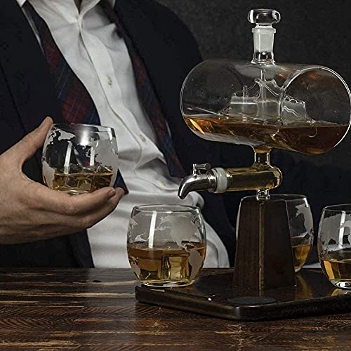 Karafset Whiskykaraf Wijnkaraf Whiskyglazen Karaf Set Van 4 Whiskystenen En Glas Geschenkset Karafset Kristalkaraf… - Afbeelding 7