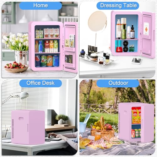 Image of advwin 22L Mini Fridge for Bedroom, 30 Cans Portable Cooler & Warmer Compact Refrigerators with AC /DC Power for Skin Care, Beverage, Cosmetics, Food, Drinks, Office Desk Dorm Room
