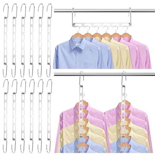 12-Pack Metal Hanger Organizer, Foldable Closet Hanger Rack, Sturdy Multiple
