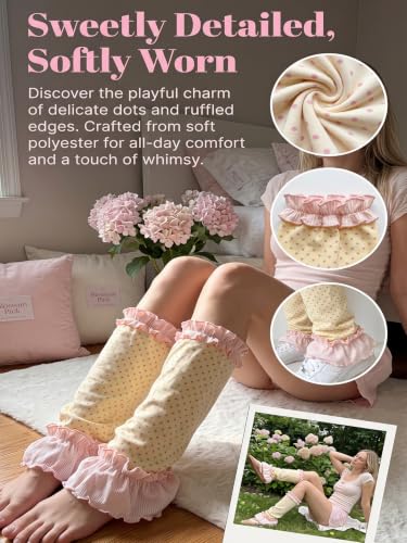 Image of YELAIVP Women Ruffle Leg Warmers Polka Dot Socks For Summer Outfits Beach Vacation