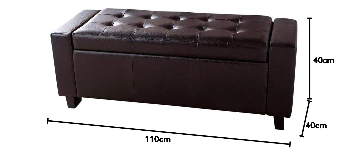 BAKAJI Cassapanca Pouf Contenitore Poggiapiedi per Camera da Letto Panca Sgabello con Struttura in Legno Rivestimento in Eco Pelle Seduta Apribile Imbottita Dimensioni: 110 x 40 x 40 cm (Marrone)