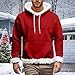 Men's Christmas Santa Hoodie White Faux Fur Trim Solid Color Oversized Fashion Xmas Pullover Winter Casual Soft Top