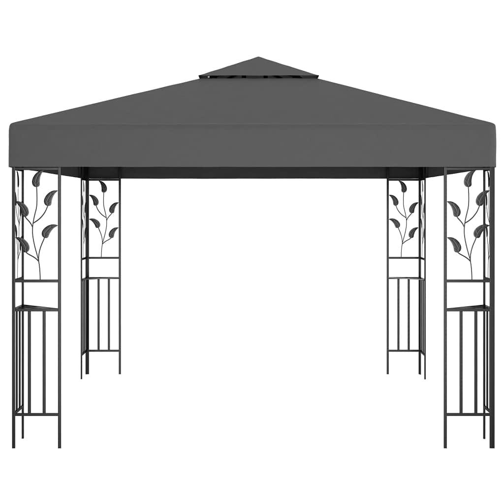 Pavillon Pratique Moderne,Pavillon extérieur Pratique en Fibre de Polyester Anthracite 3 x 3 x 2,5 m (Longueur x Largeur x Hauteur) - avec revêtement PA