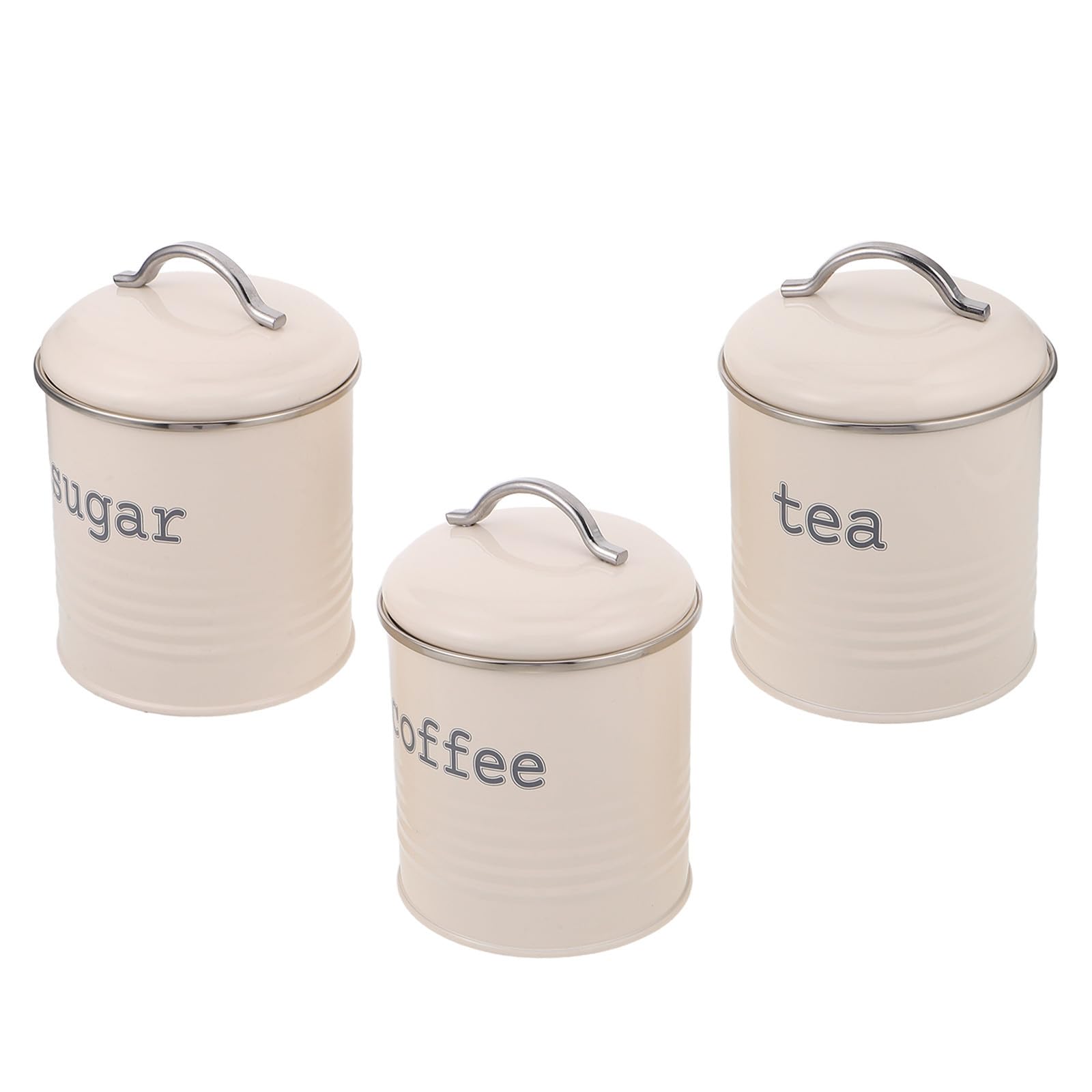 Toyvian 3 Stück Luftdichtes Vorratsgläser aus Eisen in Weiß für Kaffee Zucker und Tee Robust und Stilvoll im Landhausstil für Küchenarbeitsplatte