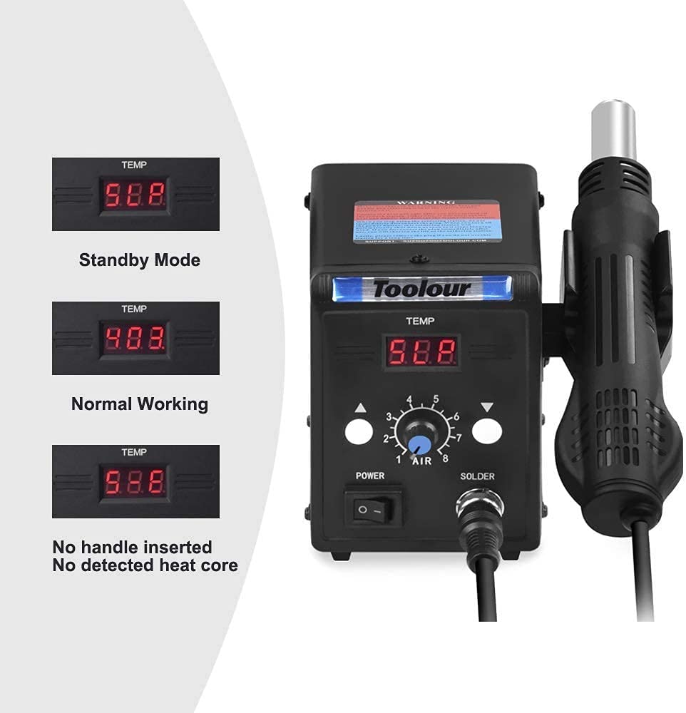Hot Air Rework Station Toolour Soldering Station with 100500°C Heat