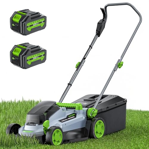 40V Cordless Lawn Mower, 13" Walk Behind Electric 4.0 Ah Battery Powered Lawnmower, Mulching&Bagging Mode, Brushless Motor, 5 Adjustable Cutting Heights, for Garden/Patio/Yard/Lawn