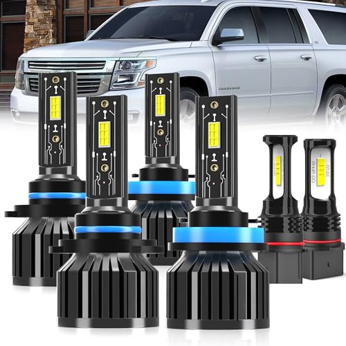 AYGZRUB For 2015-2020 Chevy Suburban light Bulbs 9005 High Beam H11 Low Beam PSX26W Fog Light Combo 6PCS